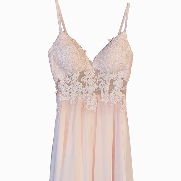 Lace Chiffon Long Formal Dress with Slit - Picture 3 of 4